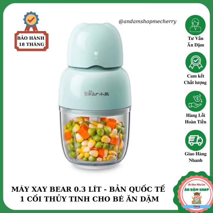 Máy Xay Bear 0.3 Lít - Cối Thủy Tinh cho bé ăn dặm