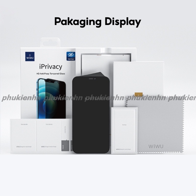 Kính Cường Lực Wiwu Iprivacy Chống nhìn trộm bảo vệ màng loa cho  IPhone 15 /15 ProMax, 14 Promax ,13 Promax ,12 Promax