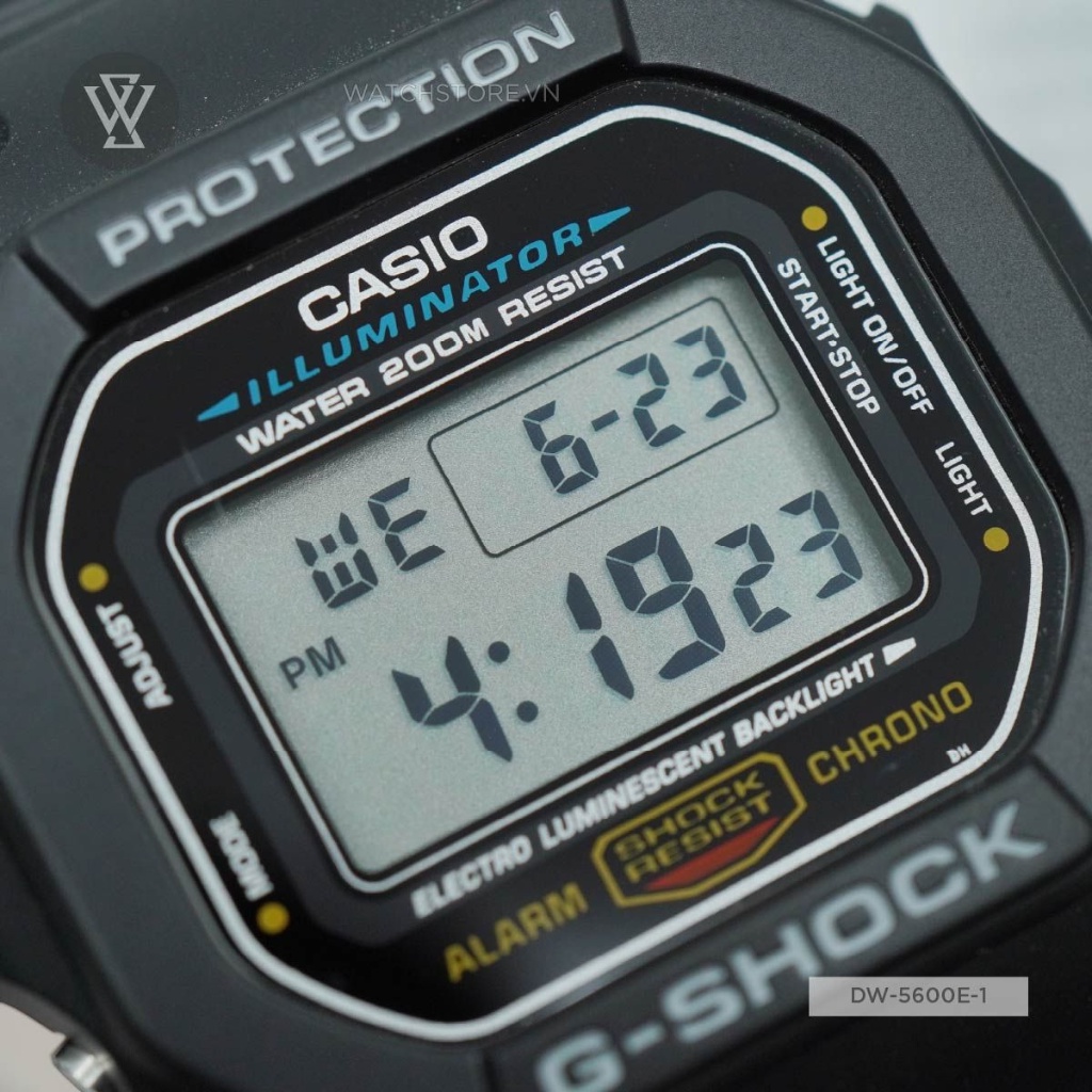 Đồng Hồ Điện Tử Nam Casio G-Shock WATCHSTORE DW-5600E-1VDF, Mặt Kính Khoáng 43mm, Dây Nhựa, Vỏ Nhựa Cao Cấp