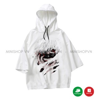 Áo thun phông hoodie tay lỡ hình Kaneki Anime Tokyo Ghoul 895D chất cotton mềm mịn