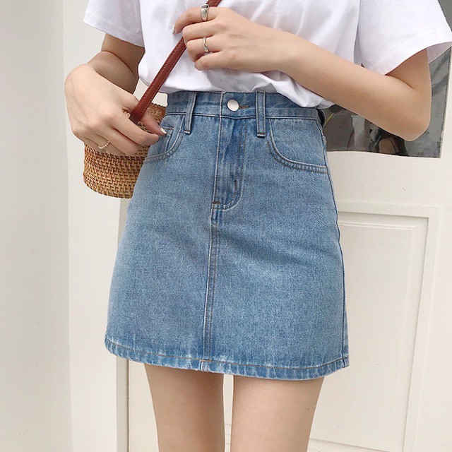 Chân váy jean cạp cao dáng chữ A - Hàng có sẵn - Hàng nhập khẩu | BigBuy360 - bigbuy360.vn