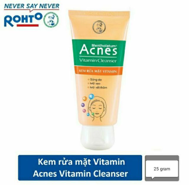 Kem rửa mặt VITAMIN ACNES VITAMIN Cleanser + Tặng Giấy thấm dầu Acnes Oil Remover 50 tờ