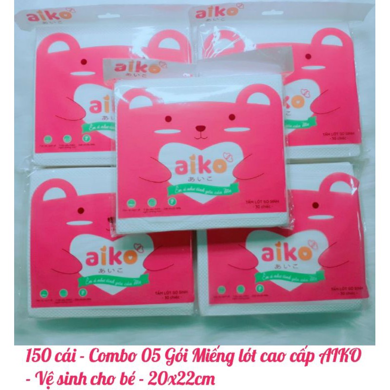 150 cái - Combo 05 Gói Miếng lót xu 3 lớp cao cấp AIKO vệ sinh cho bé - 20x22cm