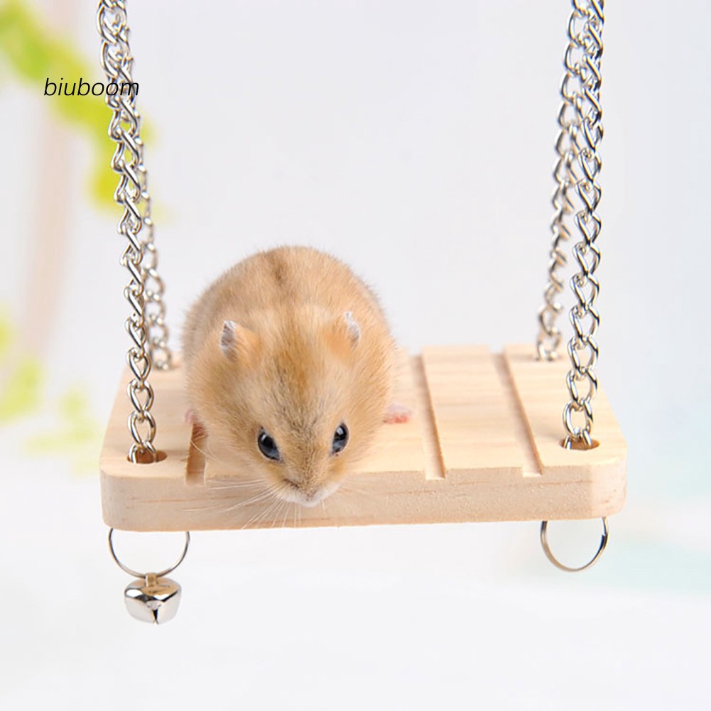 Xích Đu Đồ Chơi Bằng Gỗ Có Chuông Treo Lồng Chim Vẹt / Hamster / Sóc