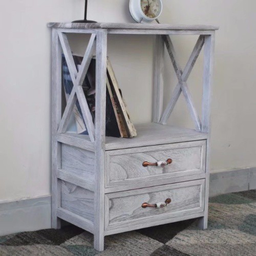 hiện đại tối giản bàn đầu giường cổ điển cũ nhỏ tủ bên hẹp bằng gỗ nguyên khối đựng đồ đơn có