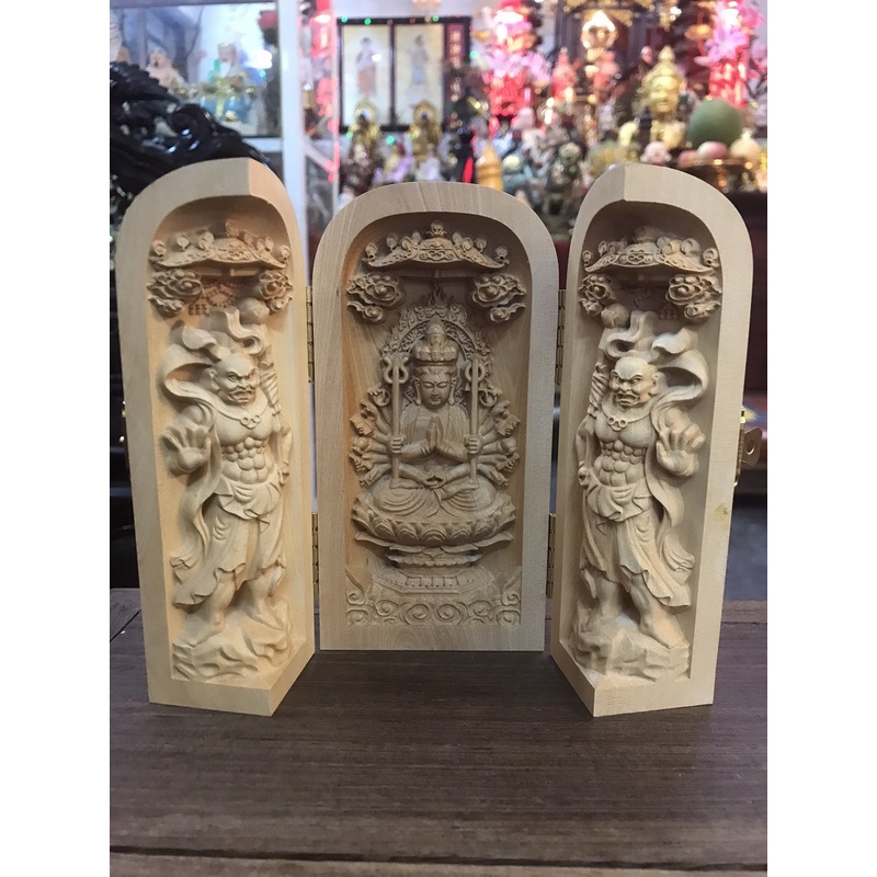 Tượng hộp gỗ Thiên Thủ Thiên Nhãn, chất liệu gỗ hoàng dương, thờ cúng phong thủy- Văn phòng phẩm Nhơn Phát