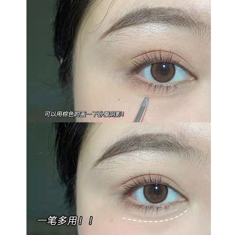 Chì kẻ mày  FLORTTE Bút Kẻ Lông Mày Dạng Phẩy Sợi Chống Thấm Nước Và Mồ Hôi Thiết Kế Hai Đầu Tiện Dụng