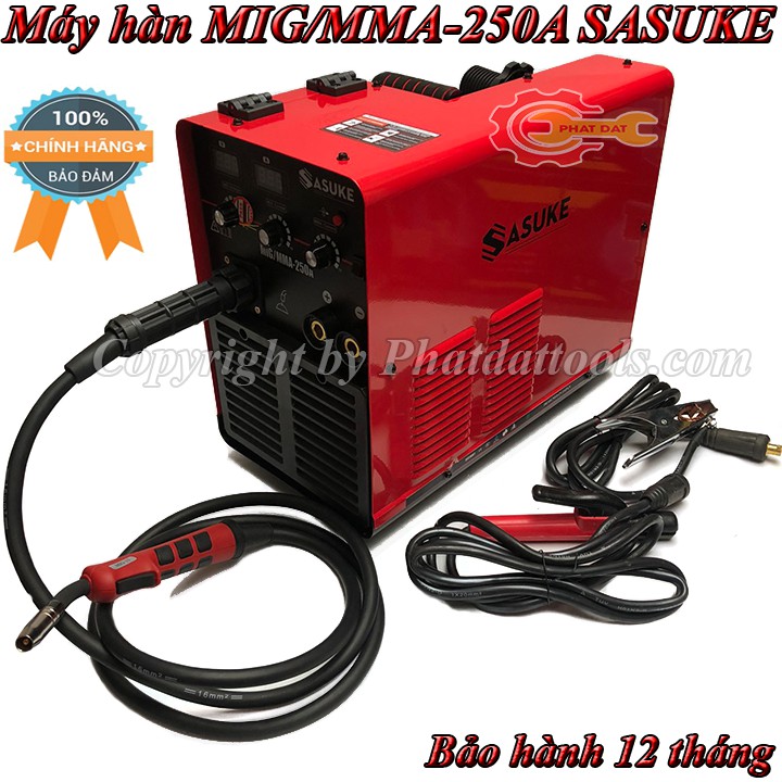 Máy hàn MIG/MMA-250A SASUKE-Máy hàn cuộn 15kg-2 Chức năng-Công nghệ Nhật Bản-Đầy đủ phụ kiện-Bảo hành 12 tháng