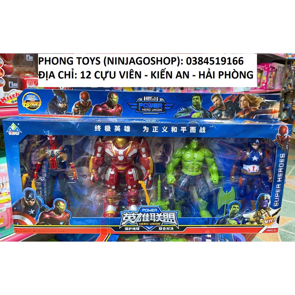 BỘ 4 SIÊU ANH HÙNG AVENGER kèm phụ kiện chiến đấu LOẠI TO GIÁ RẺ