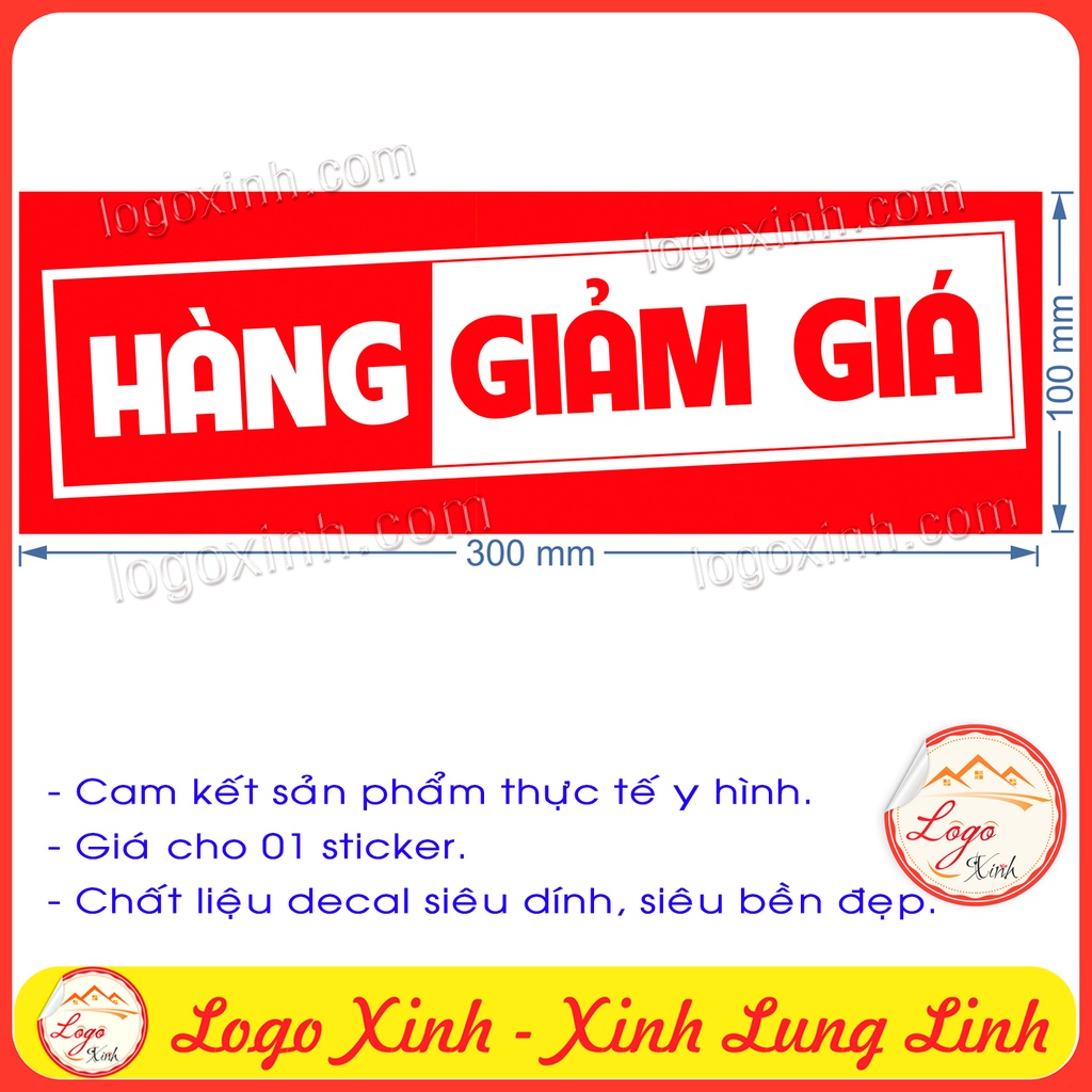 Logo Sticker Hàng Giảm Giá Sale Nhiều Kích Cỡ, Chất Liệu Decal Dán Trực Tiếp Dùng Cho Hàng Quán, Shop, Quầy Bán Hàng