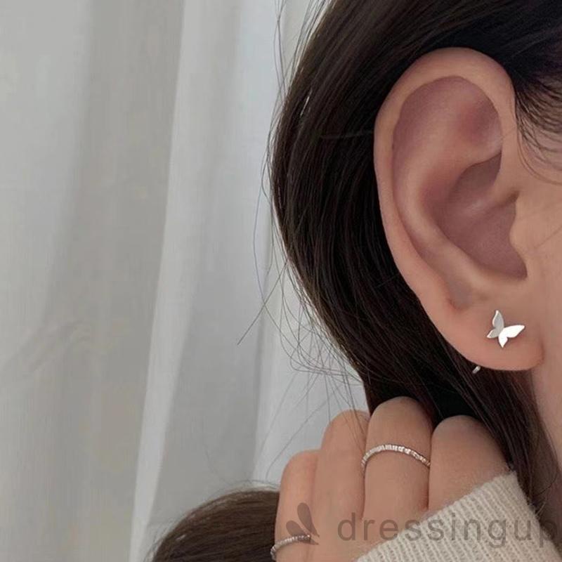 Bông tai kim loại hình bướm màu sắc đơn giản dành cho nữ