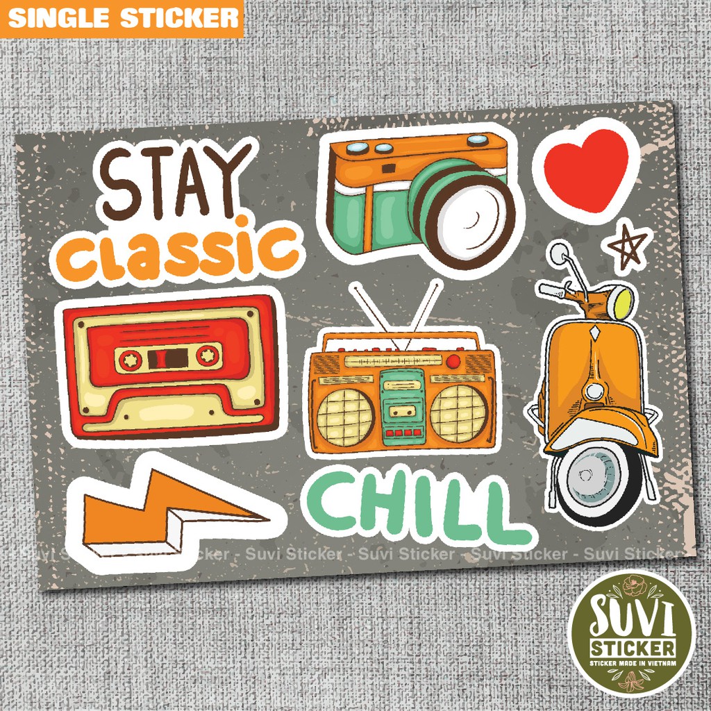 Single Sticker - Hình dán Vintage chống nước sticker dán laptop, điện thoại, đàn guitar, mũ bảo hiểm, vali. SG01