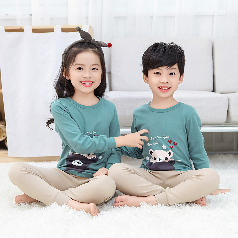 2020 autumn winter children underwear 3years 7year 12year children pajamas sets for boys girls cartoon dinosaur print warm clothes sets 2pcs