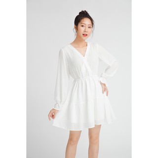 Đầm xòe dài tay bèo 2 tầng - 92Wear