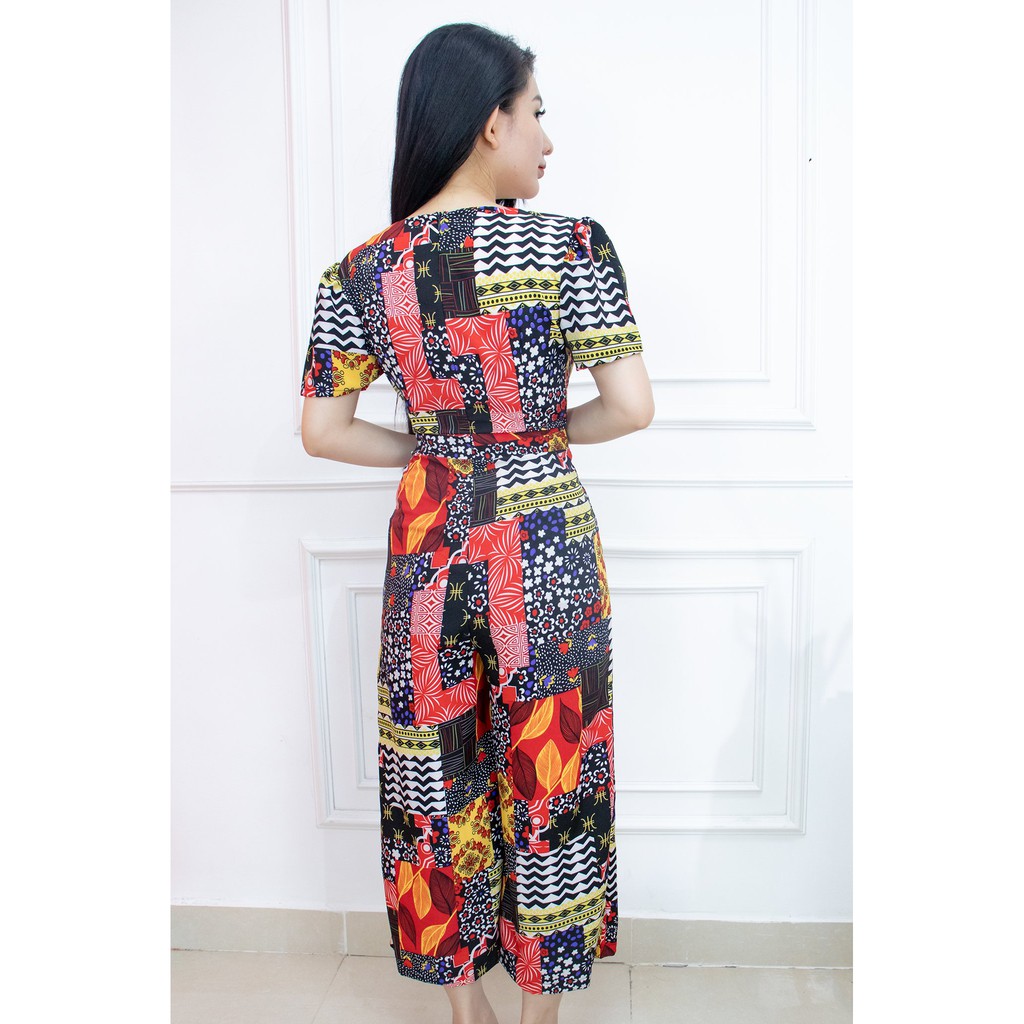 Jumpsuit nữ lửng ổng rộng dài họa tiết độc đáo thổ cẩm vải lanh mát mùa hè  Ju004 | BigBuy360 - bigbuy360.vn