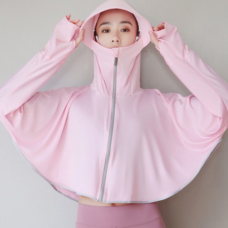 Áo Khoác Chống Nắng Bằng Lụa Lạnh Nhẹ Tay Dài Có Khóa Kéo Thoáng Khí Thời Trang Mùa Hè Cho Nữ