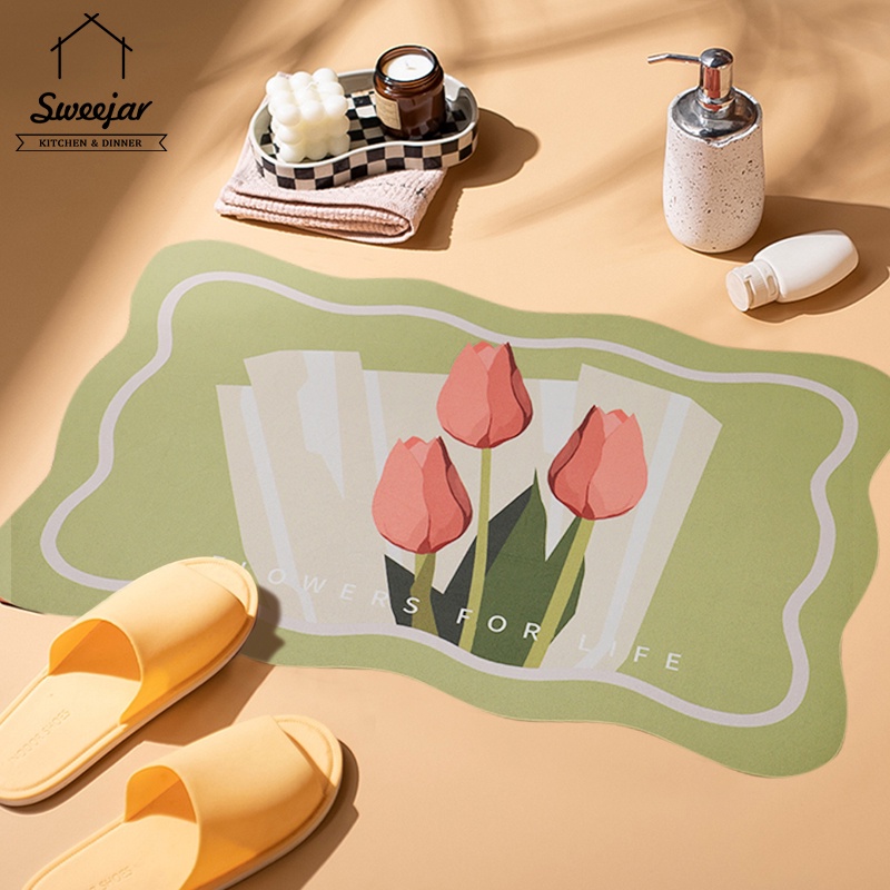 Thảm Chùi Chân Thấm Hút Tốt Nhanh Khô Chống Trượt Tiện Dụng Cho Nhà Tắm / Phòng Khách