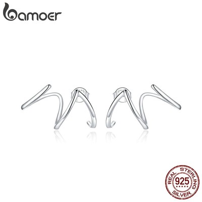 Bamoer Bông Tai Bạc 925 Kiểu Ghim Đơn Giản Cho Nữ sce986