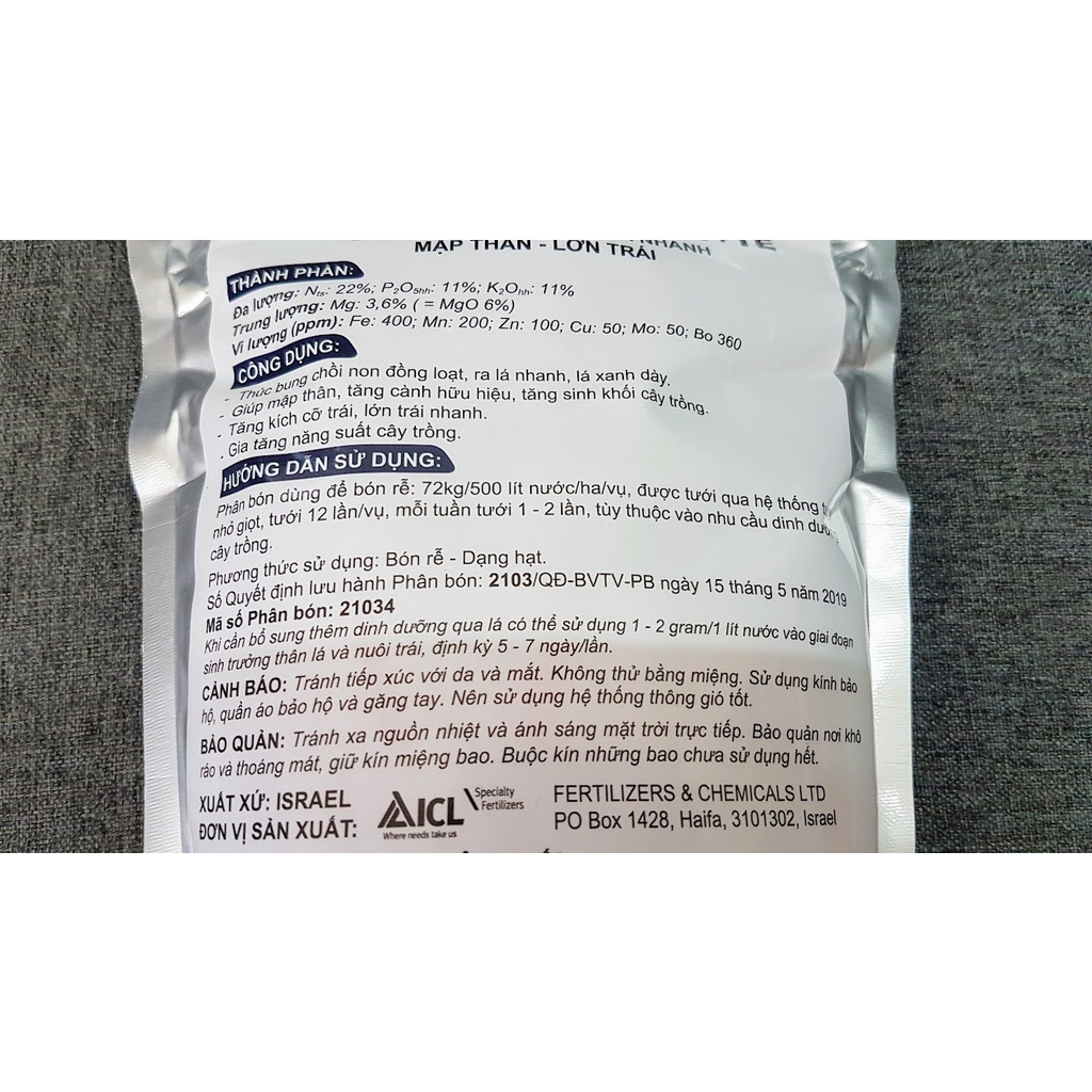 Phân Bón Hòa Tan Israel NovAcid 22-11-11+6MgO+TE.