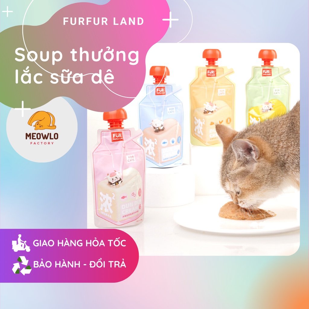 Soup thưởng nắp vặn thịt phô mai  FURFUR LAND  HỎA TỐC  Dinh dưỡng tức thì cho mèo gầy, suy nhược, kém hấp thu