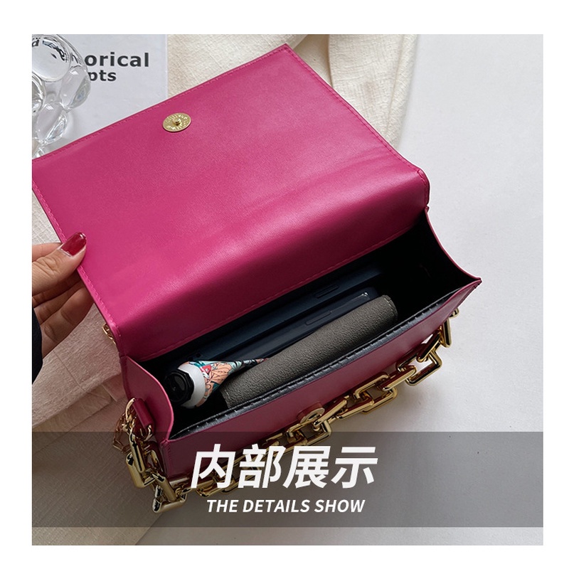 Túi Xách Đeo Vai Hình Vuông Màu Trơn Phối Dây Xích Hình Vuông Nhỏ Phong Cách Retro 2022 NB00122