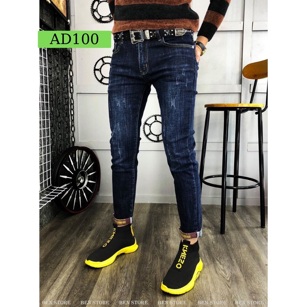 Quần jean nam tenji màu xanh không rách chất bò cao cấp co dãn 4 chiều cực đẹp, quần rin nam QDJ100 Nhiều mẫu mới
