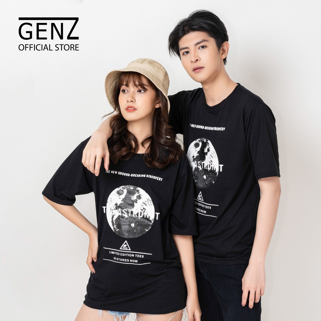 [Mã NOWSHIPT5VUI1 giảm 20k đơn 50k] Áo thun tay lỡ nam nữ GENZ form rộng, full hộp, Hình cầu ĐEN The Astronu , ĐEN - Z26 | BigBuy360 - bigbuy360.vn