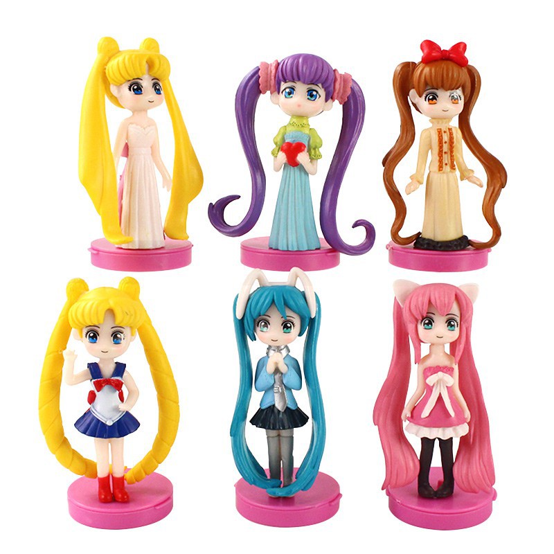 Sét 6 Mô Hình Thủy Thủ Mặt Trăng Sailor Moon Cao 7.5- 8cm ( Có Đế )