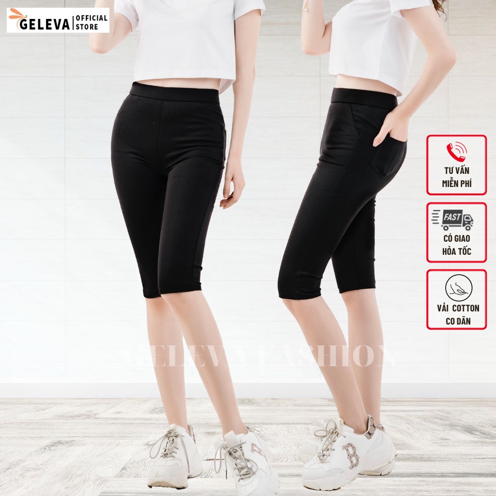 Quần legging lửng ngố nữ vải Umi Hàn Cao cấp dày dặn co dãn Geleva LEG427
