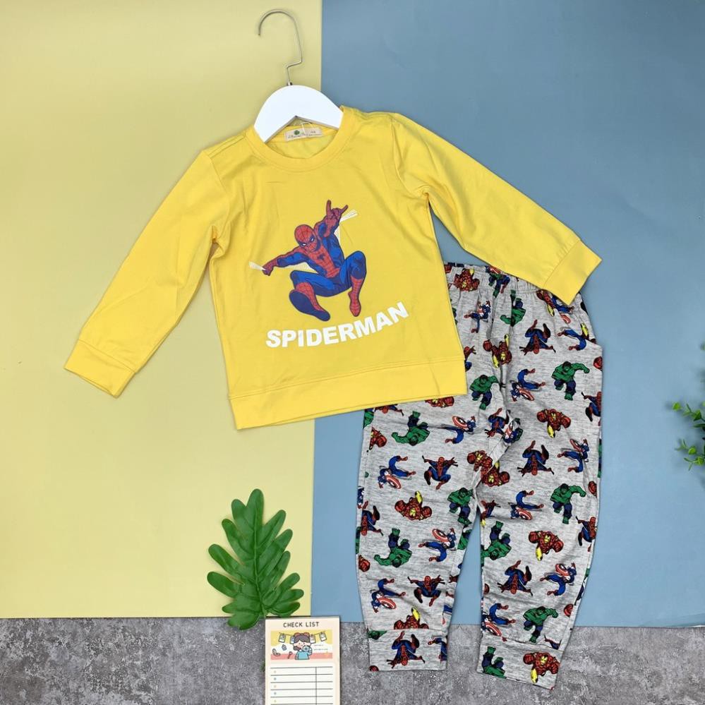 Set cotton siêu nhân size 3/8T quần in hình thu đông. Chất cotton mềm mịn. đẹp