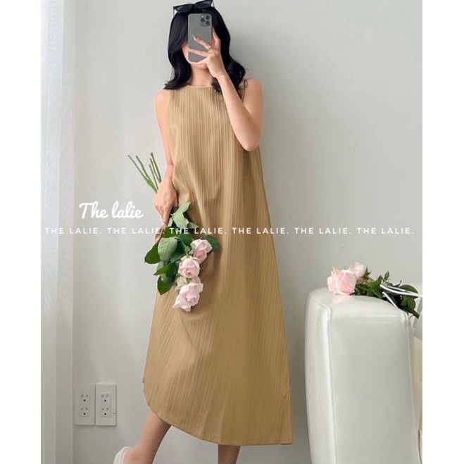 Váy xuông thun gân Lalie sát nách váy xuông gân tăm 2 lớp mềm mịn đi chơi đi biển