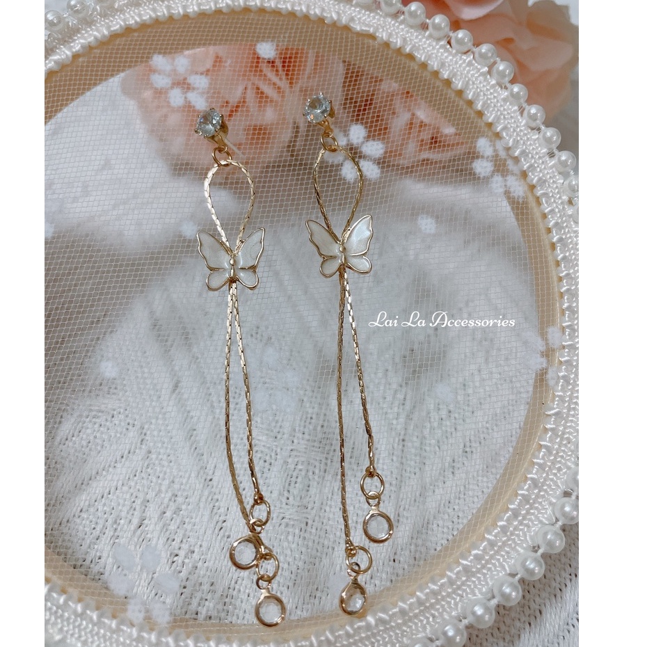 Bông tai nữ dáng dài thiết kế mới lạ, Khuyên tai bạc 925 Hàn Quốc Lại La