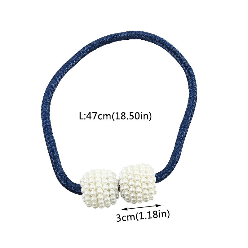 1Pcs Magnet Curtain Belt Woven Rope Imitation Pearl Buckle Free Punch Back Clip Curtain Accessories