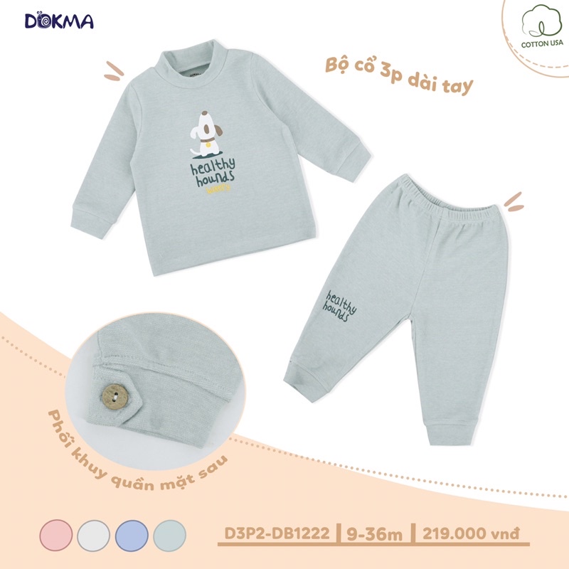 Bộ cổ 3 phân dài tay dày vừa 6-36 tháng