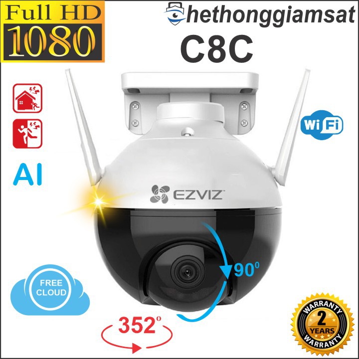 Camera Wifi Xoay 360 Ngoài Trời EZVIZ C8C 1080P 2MP - Màu Ban Đêm, AI, Chính Hãng, Bảo Hành 24 tháng