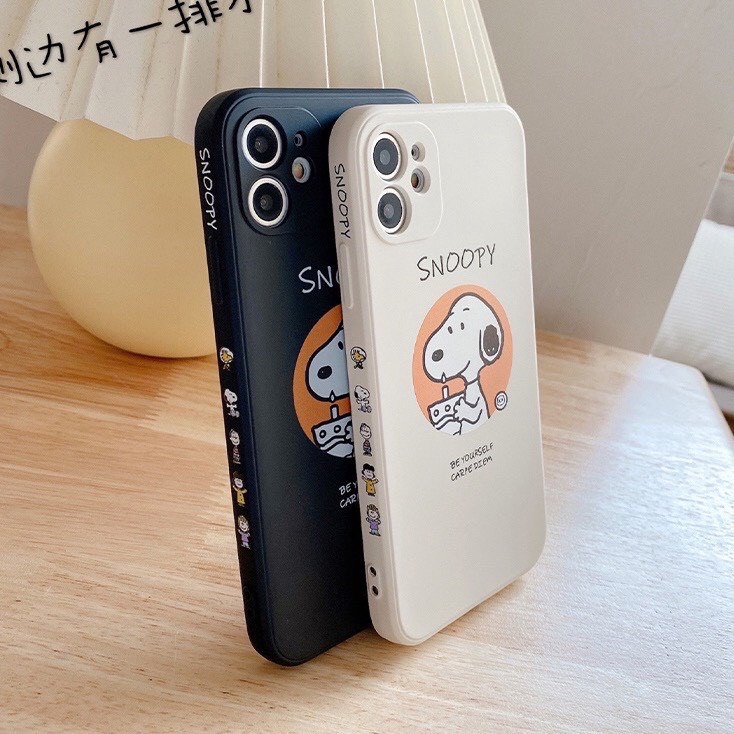 Ốp Lưng Iphone Cạnh Vuông, Bảo Vệ Camera SNOOPY 7Plus,8Plus,x,xs,xsmax,11,11promax,12,12promax,13,13promax