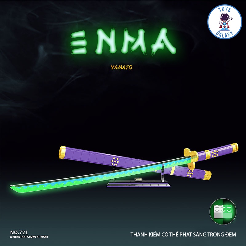 Đồ Chơi Lắp Ráp Mô Hình Thanh Đại Bảo Kiếm Dạ Quang Phát Sáng Enma / Wado / Sandai Kitetsu của Zoro Trong One Piece 721