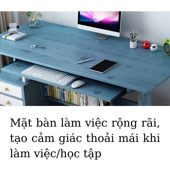 Bàn máy tính có ngăn kéo bàn học, bàn làm việc gỗ Homexinh