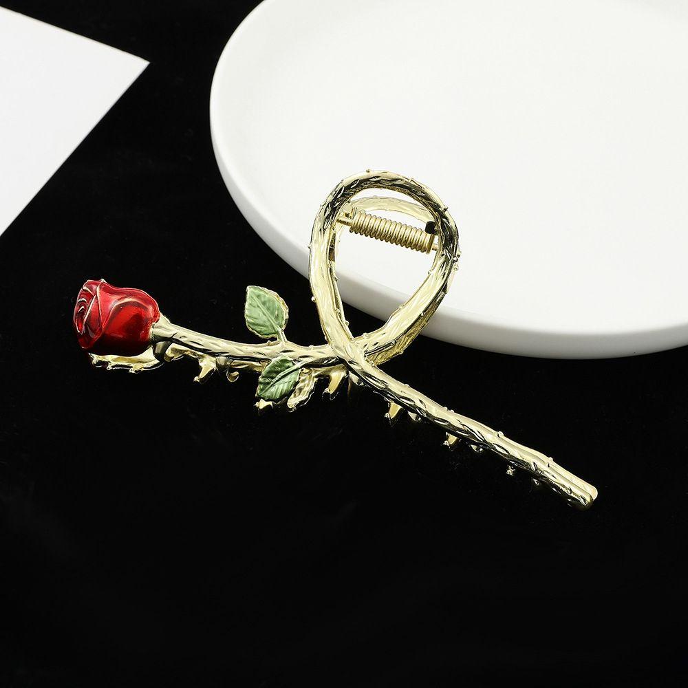 Kẹp Tóc VANES1 Bằng Kim Loại Hình Hoa Hồng Ngọt Ngào Dễ Phối Đồ Cho Nữ