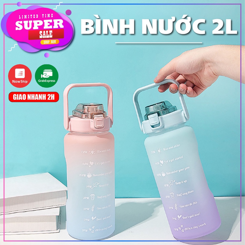 Bình Đựng Nước 2L Có Vạch Báo Giờ Uống Nước