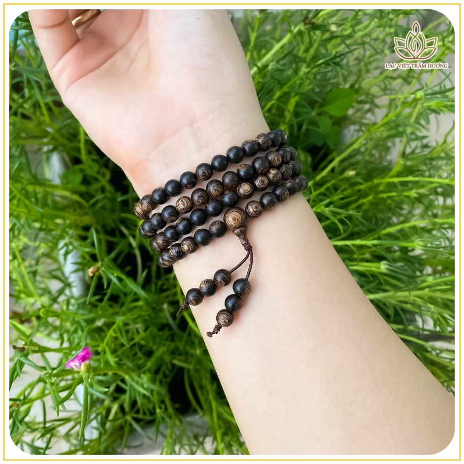 Vòng Tay Trầm Hương 108 Hạt Sánh Chìm 6mm - Chuỗi Tràng Hạt Trầm Hương Tự Nhiên Cao Cấp - Lạc Việt Trầm Hương