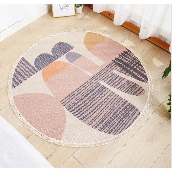 (SẴN) Thảm tròn trải sàn phòng ngủ, thảm tròn trang trí, thảm lau chân, chùi chân chống trơn trượt