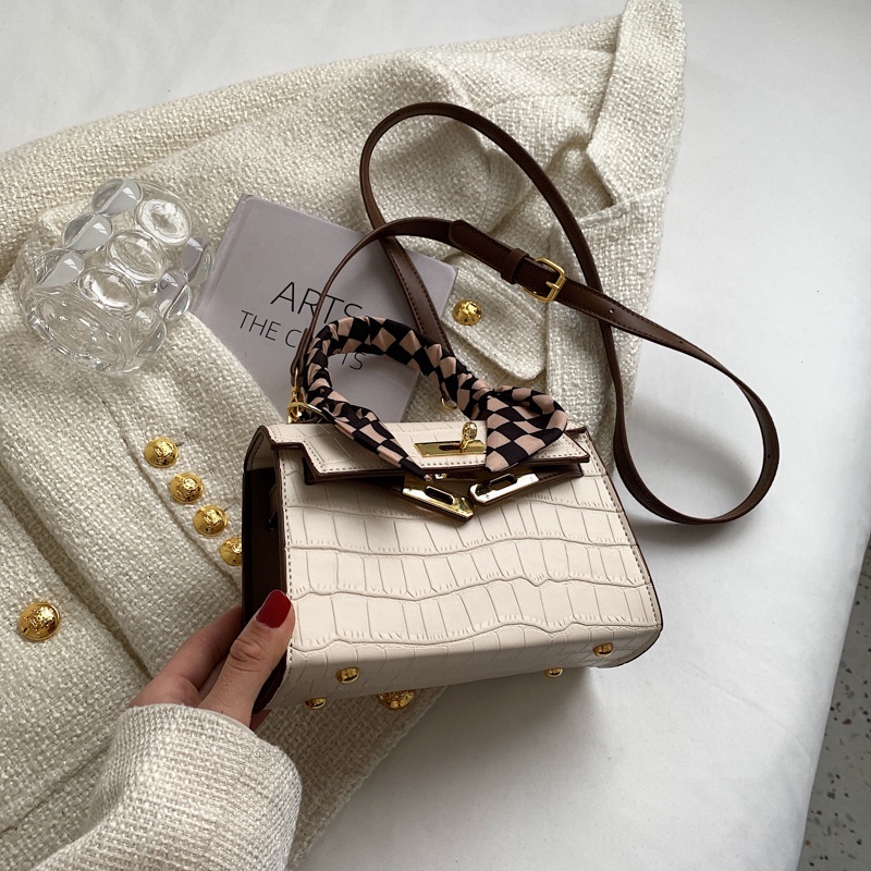 IELGY Túi Đeo Chéo Có Khăn Choàng Cổ Họa Tiết Vân Đá Thời Trang Cho Nữ