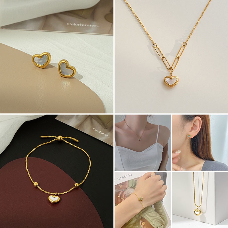 Molly✨ Bộ Vòng Đeo Tay / Dây Chuyền Bằng Thép Titan Mạ Vàng 18k Chất Lượng Cao