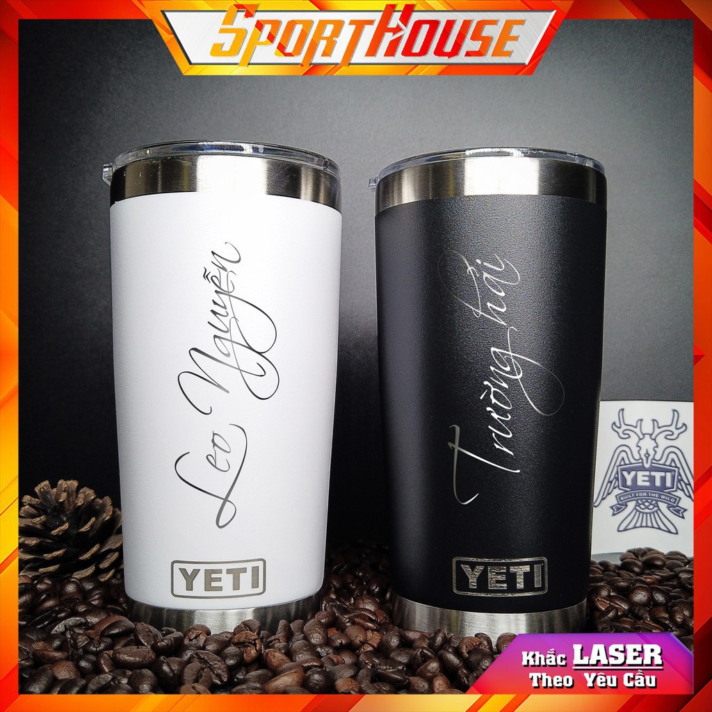 Cốc YETI Khắc Tên 💢𝑭𝑹𝑬𝑬𝑺𝑯𝑰𝑷 💢Ly Cafe Giữ Nhiệt 8-12H, Cốc Cafe Đẹp 55Oml, Tặng Ống Hút Inox, Tặng Bộ Rửa Bình