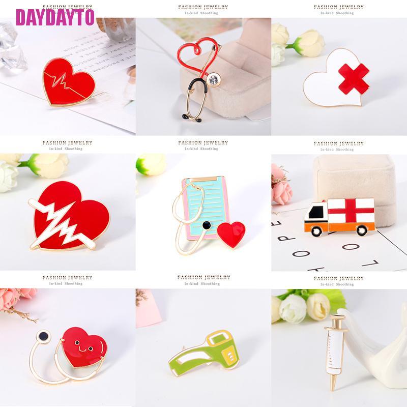 Ghim Cài Áo Tráng Men Hình Nhịp Tim / Ống Nghe Bác Sĩ