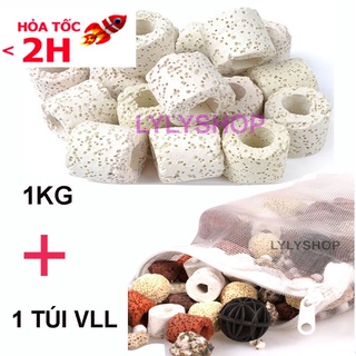 SỨ LỌC (1kg) loại đẹp, bổ xung nguyên tố vi lượng tặng 1 túi lưới đựng Vật Liệu Lọc bể cá