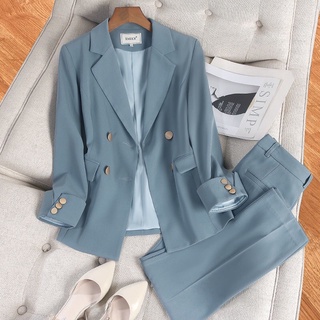 Set đồ Áo Khoác Blazer nữ + quần ống suông phong cách hàn quốc mẫu mới đẹp mã ZELE530