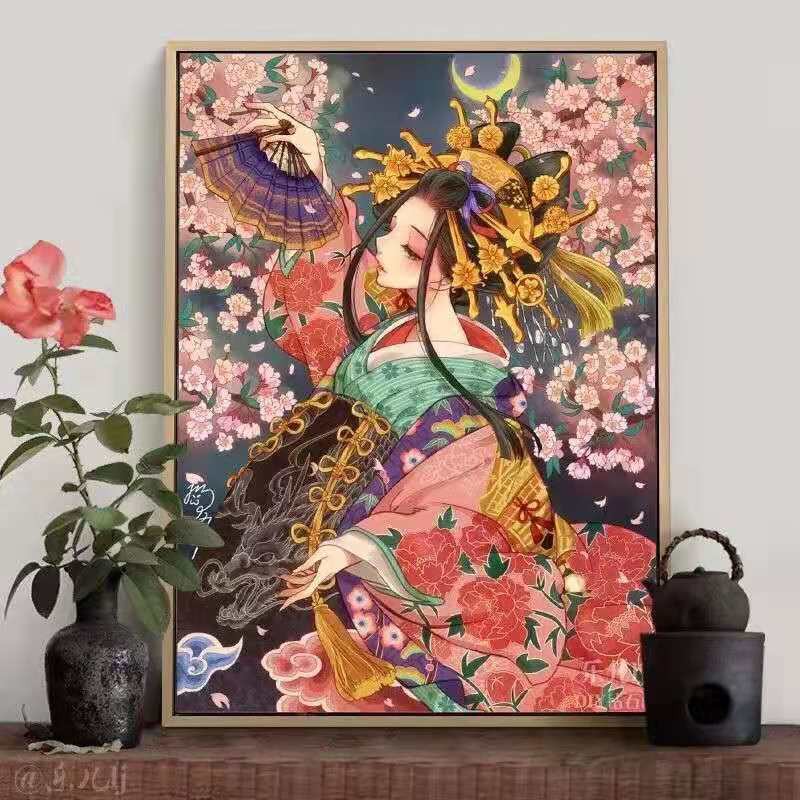 DROFE Bộ tranh sơn dầu 40x50cm tự làm hình thiếu nữ trang trí nhà cửa