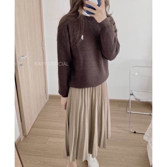 Chân váy dạ midi xếp li dáng xuông - Cvxlv ( Ảnh thật ) | BigBuy360 - bigbuy360.vn